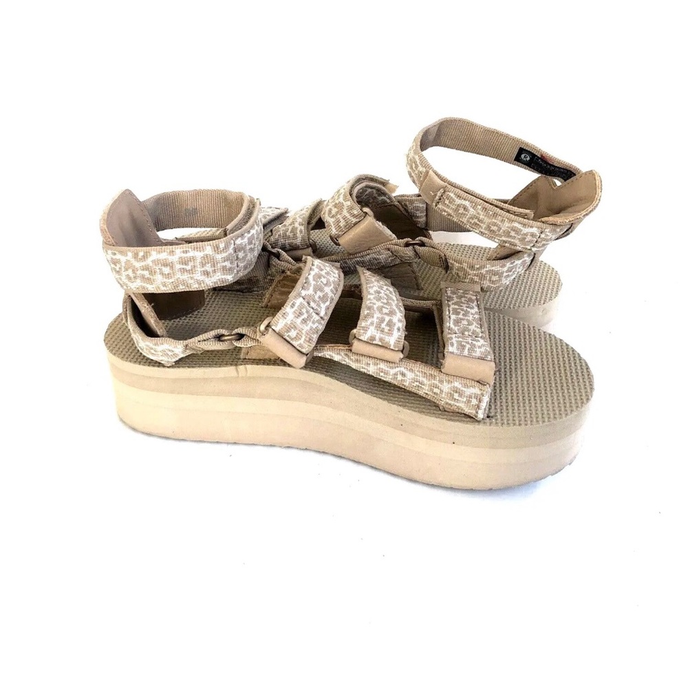 TEVA WOMEN FLATFORM MEVIA LEOPARD SESAME SPORTS SANDALS - Picture 2 of 5